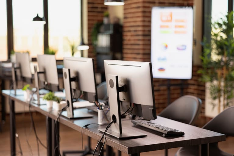 Business monitor on an office workstation